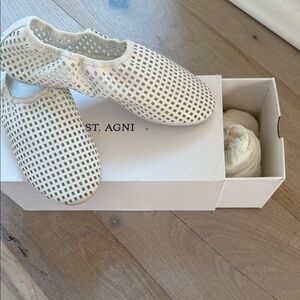 White Perforated Slip-On Shoes